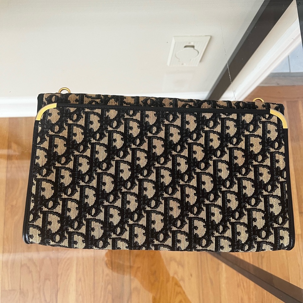Vintage Christian Dior Trotter Authentic Clutch Navy and Tan